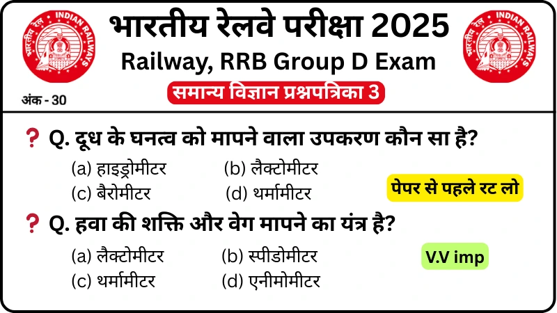 RRB Group D Exam Science Mock Test SET-3