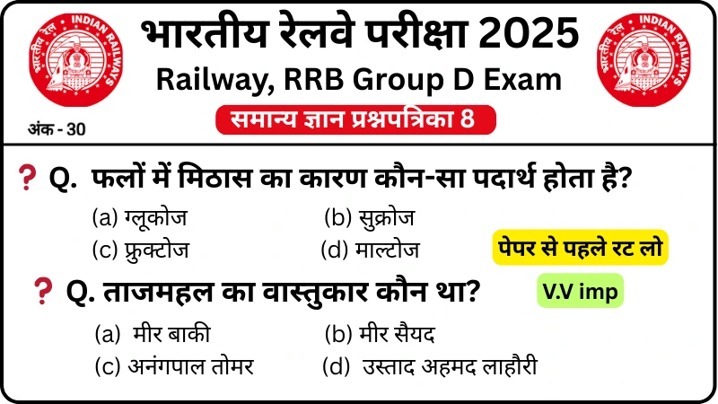 RRB Group D Exam 2025 Practice SET 8