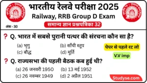 RRB Group D Exam 2025 Practice SET 32