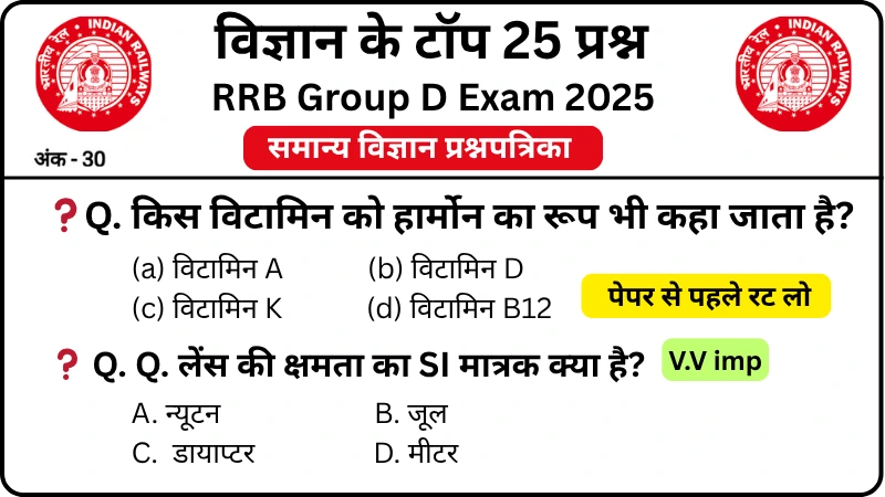 RRB Group D Exam 2025 Science Mock Test 1 for Railway Group D CBT Exam ...