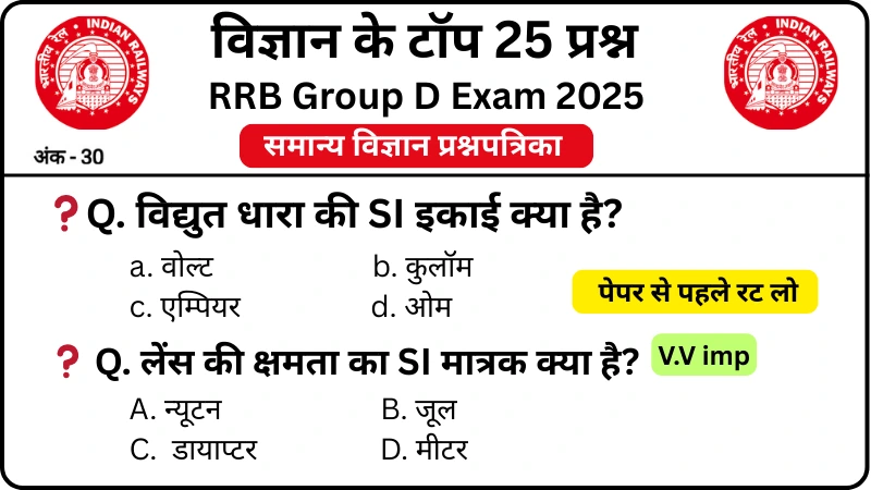 RRB Group D Exam Science Mock Test SET-6 for Railway Group D CBT Exam ...