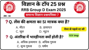 RRB Group D Exam Science Mock Test SET-7 for Railway Group D CBT Exam